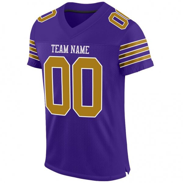 Kid's Custom Purple Old Gold-White Mesh Authentic Football Jersey
