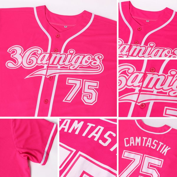 Women's Custom Pink White Authentic Baseball Jersey